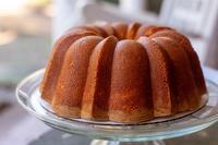 Bundt cake on a glass plate
