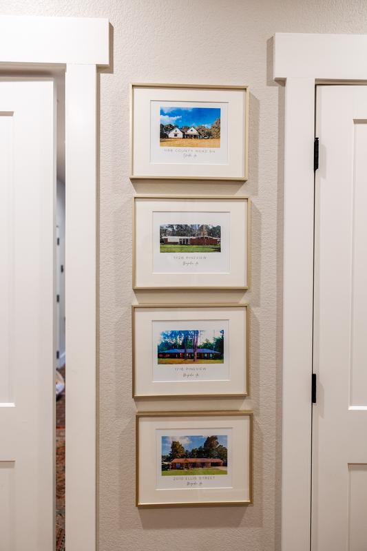 Talley family home framed photos in the hallway