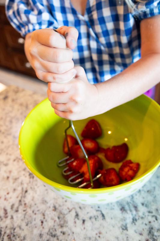 Creating strawberry jam with kids