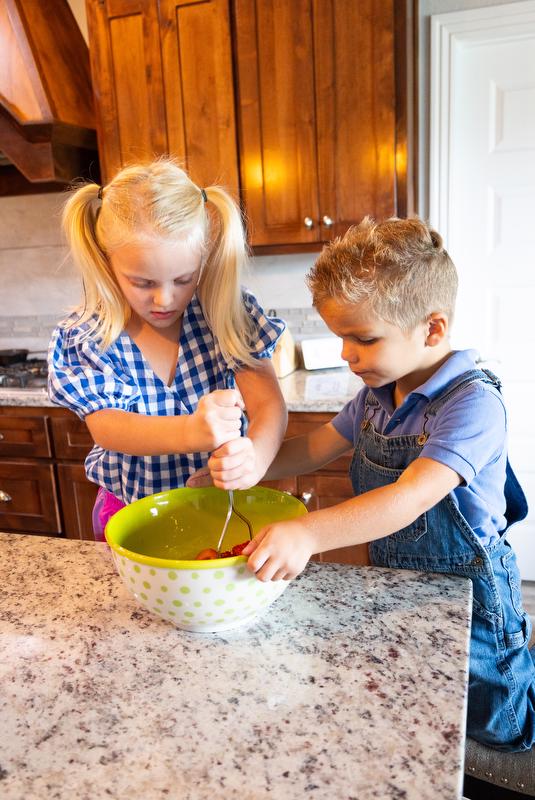 Creating strawberry jam with kids