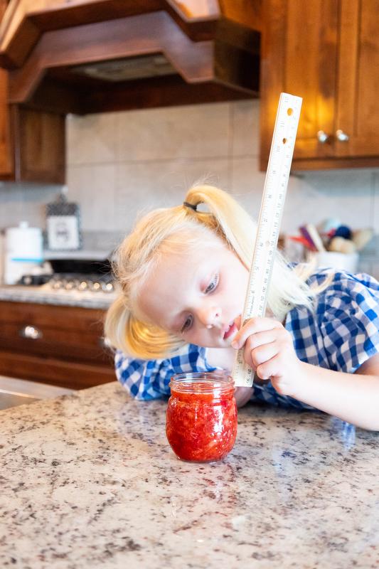 Creating strawberry jam with kids