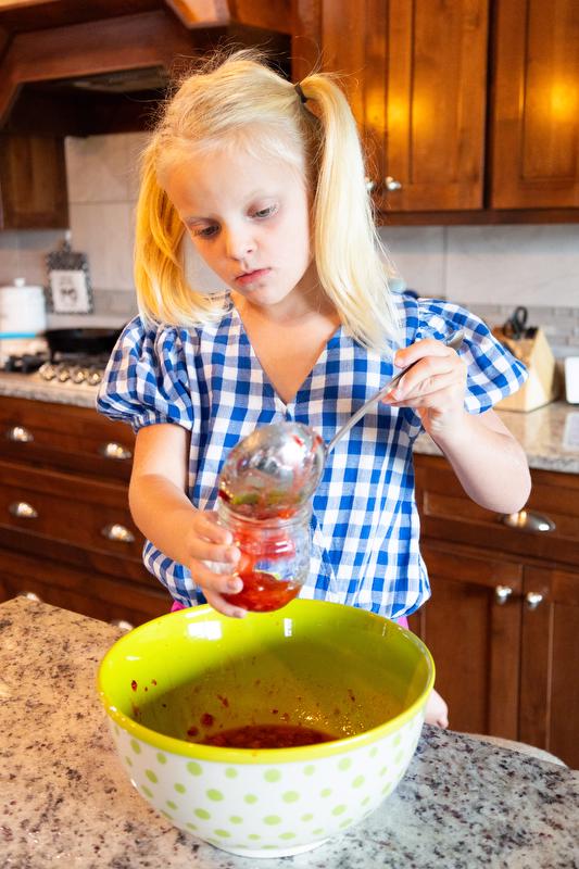 Creating strawberry jam with kids