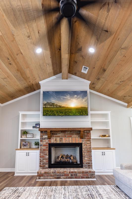 South Arkansas home. Entertainment center with custom built in cabinets. 