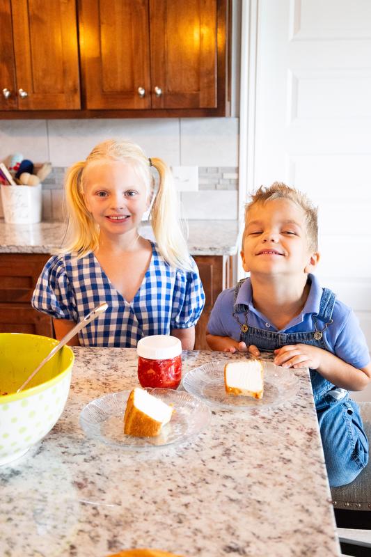 Creating strawberry jam with kids