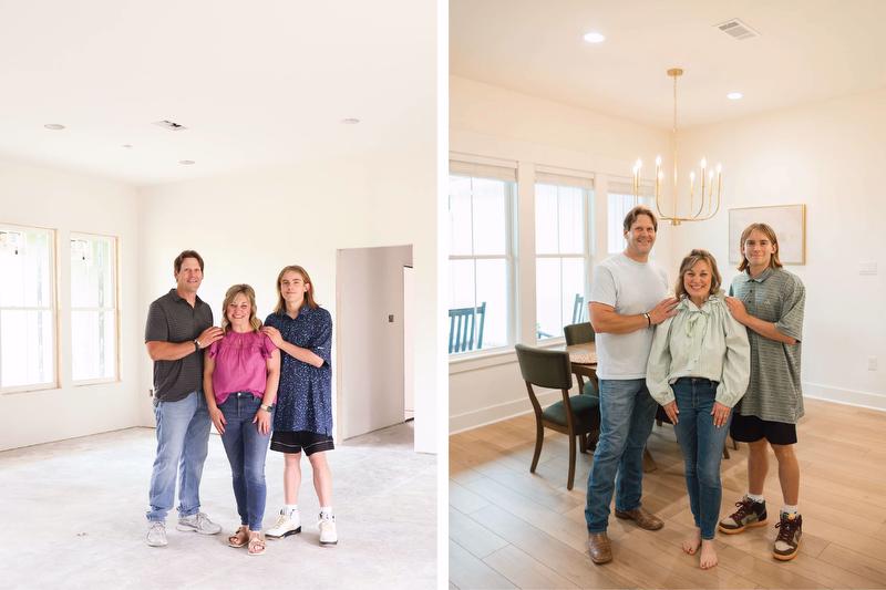 Same spot. Different season. One year transformed construction plans into a family home filled with memories.