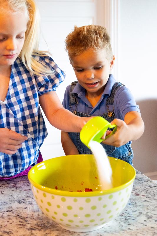 Creating strawberry jam with kids